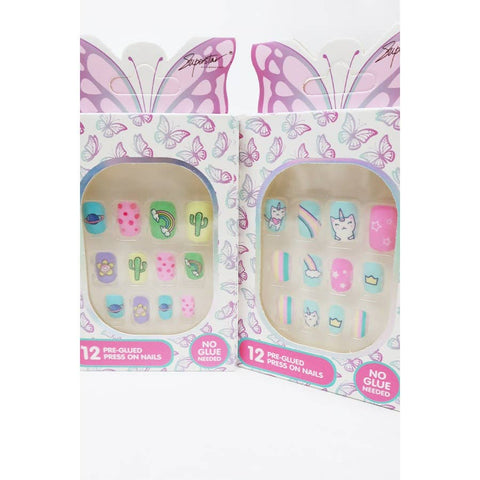 Superstar Unicorn and Cactus Theme Press On Kids Nails Set
