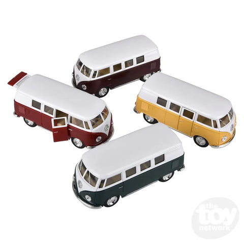5" Diecast Pullback VW 1962 Bus Classic Colors