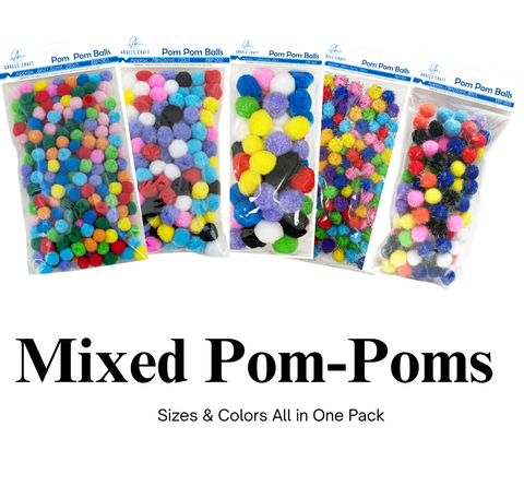 Mixed Pom-Poms – Sizes & Colors All in One Pack