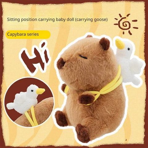 Capybara 9" Kawaii Plush w/ Goose Backpack Squishy Pillow Toy