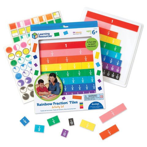 Learning Resources Rainbow Fraction® Plastic Tiles with Tray