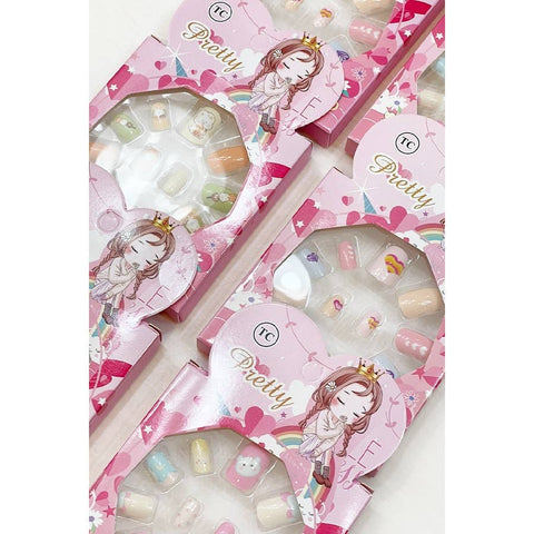 Pretty Cute Character Theme Press On Kids Nails Set