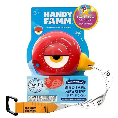 Handy Famm: 3-in-1 Stem Tape Measure / Construction Tool - Bird - "Lola"