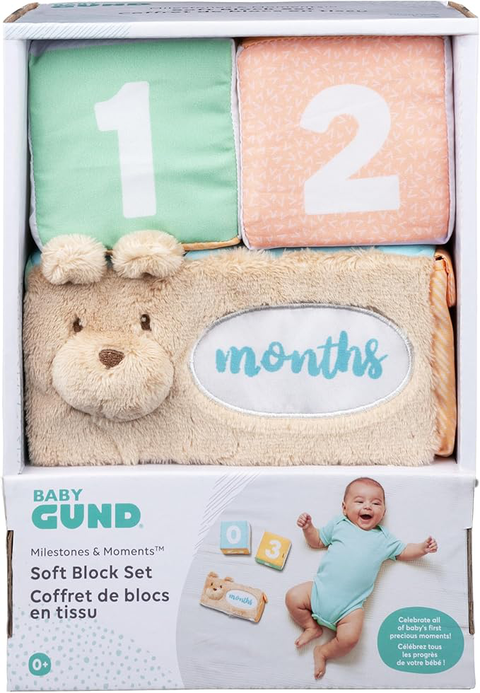 Gund Baby Milestones and Moments Soft Blocks, Plush Photo Prop Sensory Toy Blocks for Babies and Newborns, Multicolor