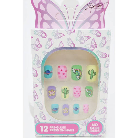 Superstar Unicorn and Cactus Theme Press On Kids Nails Set