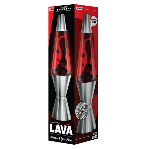 Schylling Lava Lamp 14.5" Chrome Plated Crimson/Black/Red