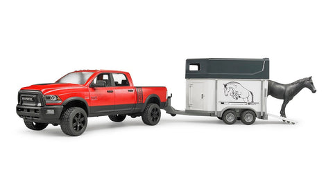 Bruder RAM 2500 Pickup Truck w Horse Trailer and Horse