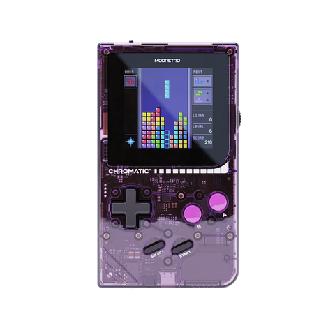 ModRetro Chromatic Transparent - Handheld Cartridge Console - Tetris Bundle