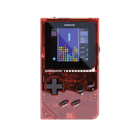 ModRetro Chromatic Transparent - Handheld Cartridge Console - Tetris Bundle