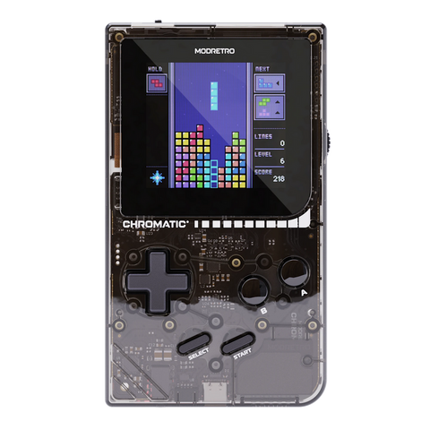 ModRetro Chromatic Transparent - Handheld Cartridge Console - Tetris Bundle