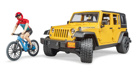 Bruder Jeep Wrangler Rubicon w Mountain bike and figure