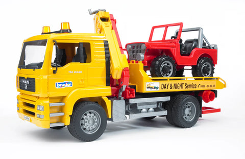 Bruder MAN TGA Tow Truck with Cross Country Vehicle