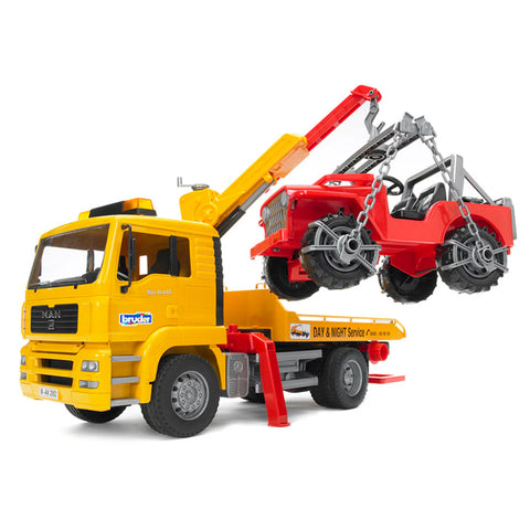 Bruder MAN TGA Tow Truck with Cross Country Vehicle