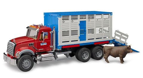 Bruder 02830 Mack Granite Cattle Transport Truck with 1 Cattle