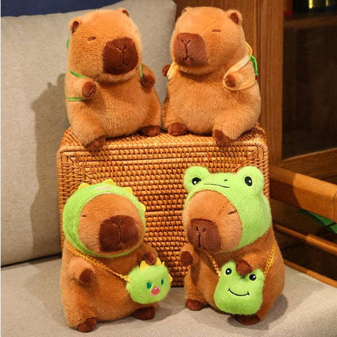 Capybara 9" Kawaii Matching Frog Hat & Purse Plush Toy