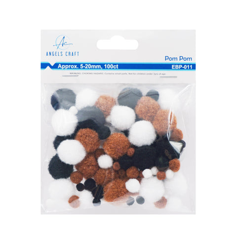 Pom Pom Balls in Asstd. Colors & Sizes, 100-ct