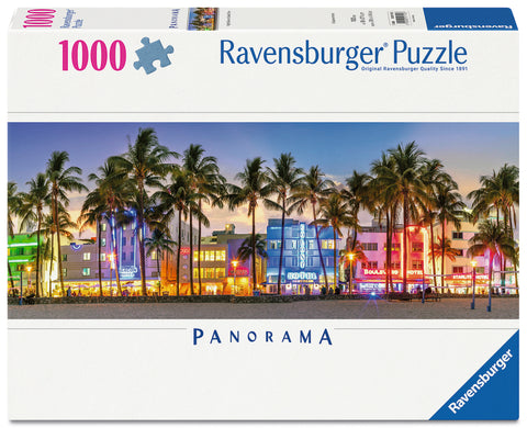 Ravensburger Night Glow On Ocean Drive Panoramic 1000 Piece Puzzle