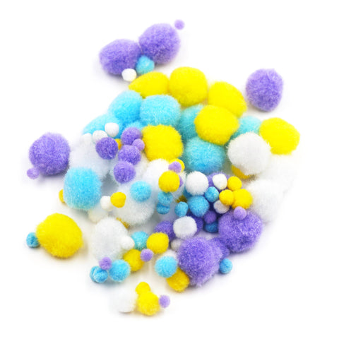 Pom Pom Balls in Asstd. Colors & Sizes, 100-ct