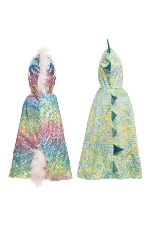 Great Pretenders Rainbow Reversible Unicorn Dragon Cape, Size 5-6
