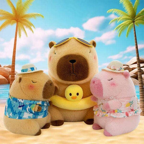 Capybara 9" Kawaii Hawaiian Vacation Shirt & Hat Plush Toy