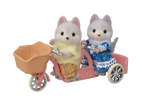 Calico Critters Tandem Cycling Set - Husky Sister and Brother