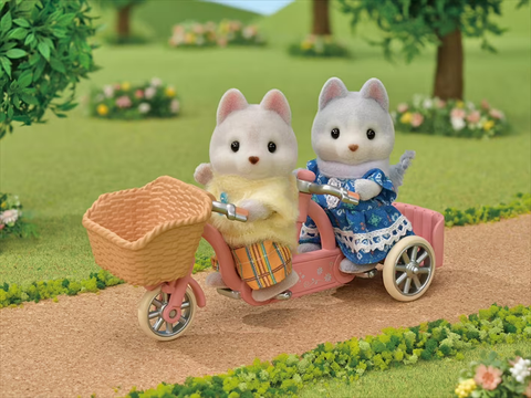 Calico Critters Tandem Cycling Set - Husky Sister and Brother