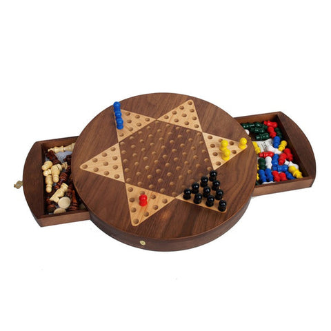 Classic Walnut Round 3-in-1 Game Set
