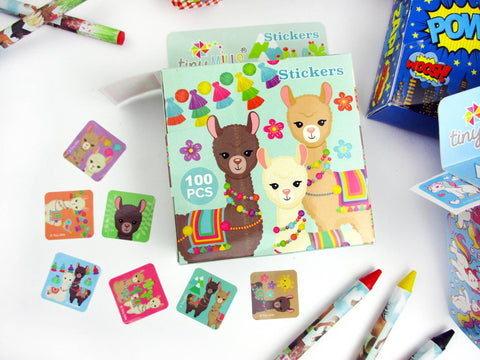 Tiny Mills Llama Stickers 100 Stickers/Dispenser, Pack of 12 Dispensers