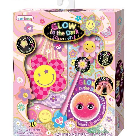 Hot Focus Glow in The Dark Slime Art, Groovy Flower