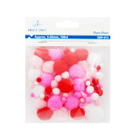 Pom Pom Balls in Asstd. Colors & Sizes, 100-ct