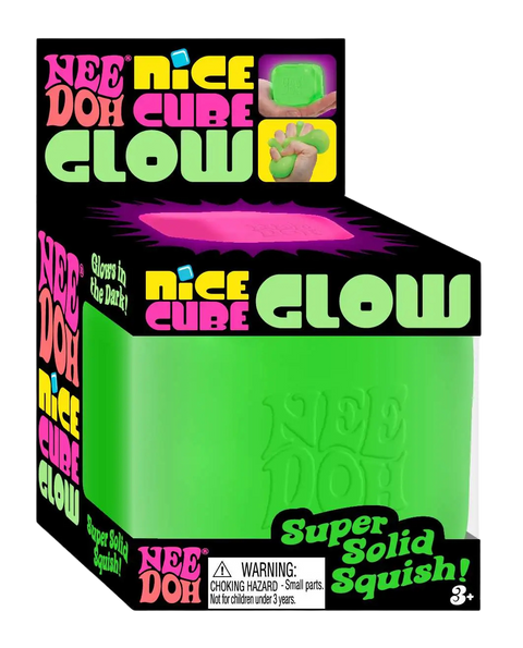NeeDoh Nice Cube Glow Green Stress Ball [Glows in the Dark!]
