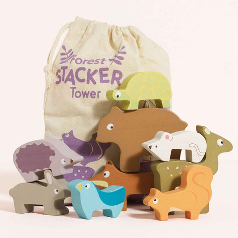 Le Toy Van Woodland Stacking Forest Animals & Bag