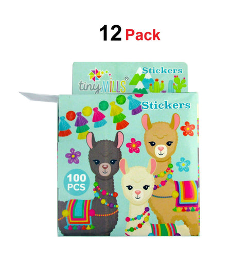 Tiny Mills Llama Stickers 100 Stickers/Dispenser, Pack of 12 Dispensers