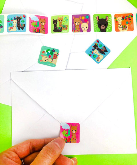 Tiny Mills Llama Stickers 100 Stickers/Dispenser, Pack of 12 Dispensers