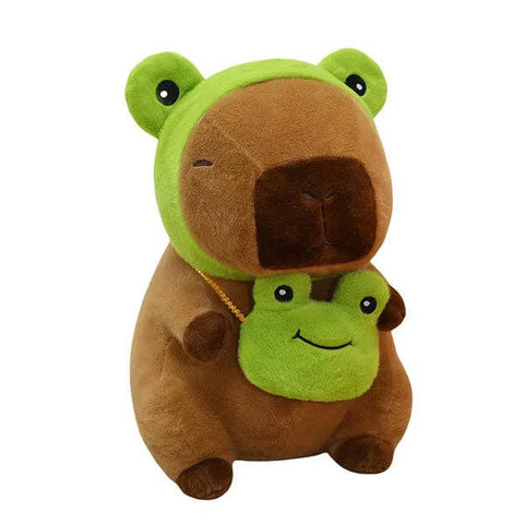 Capybara 9" Kawaii Matching Frog Hat & Purse Plush Toy