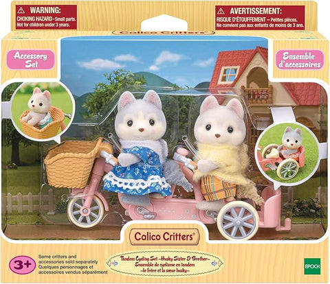 Calico Critters Tandem Cycling Set - Husky Sister and Brother