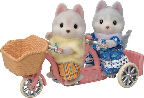 Calico Critters Tandem Cycling Set - Husky Sister and Brother