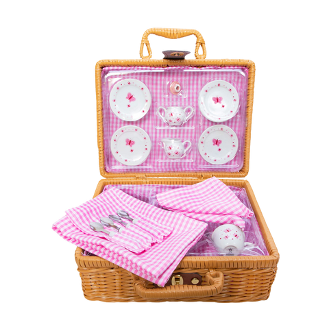 Tea Set Butterfly W Basket
