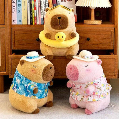 Capybara 9" Kawaii Hawaiian Vacation Shirt & Hat Plush Toy