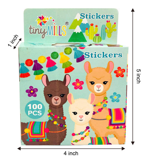 Tiny Mills Llama Stickers 100 Stickers/Dispenser, Pack of 12 Dispensers