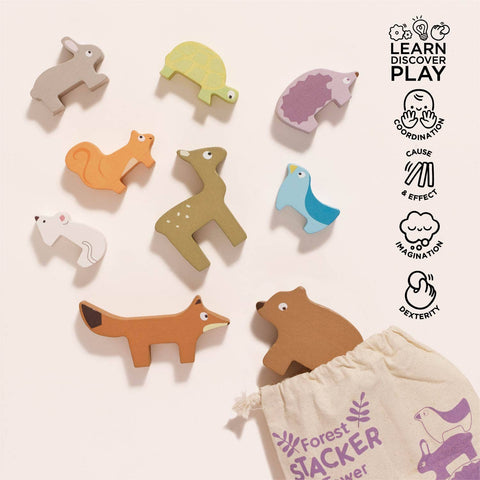 Le Toy Van Woodland Stacking Forest Animals & Bag