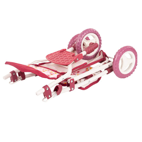 3-Wheel Compact Flower-Print Doll Buggy "Happy Flower