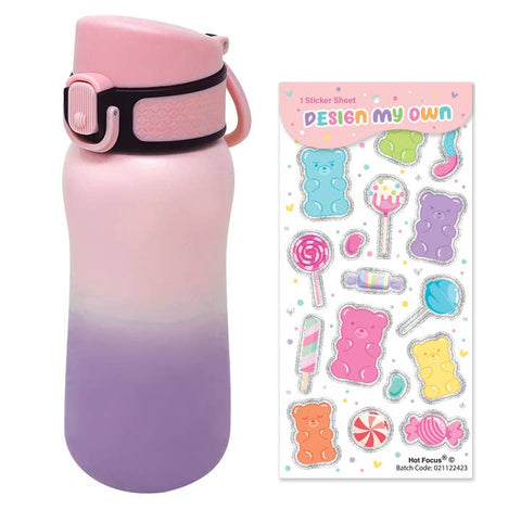 Hot Focus Stylish Stainless Steel Water Bottle, Gummy Bear (12 FL Oz/350mL)