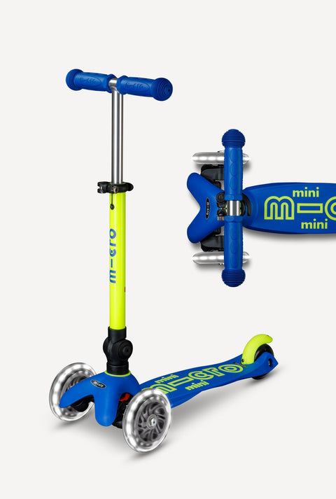 Micro Mini Foldable LED Scooter - Neon Canary Yellow/Blue
