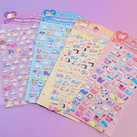 BC Mini Tiny Puffy Cat Dog Rabbit Stickers 11082