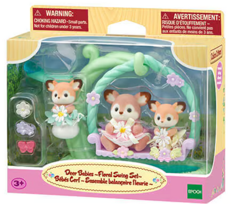 Calico Critters Deer Babies - Floral Swing Set - New '25