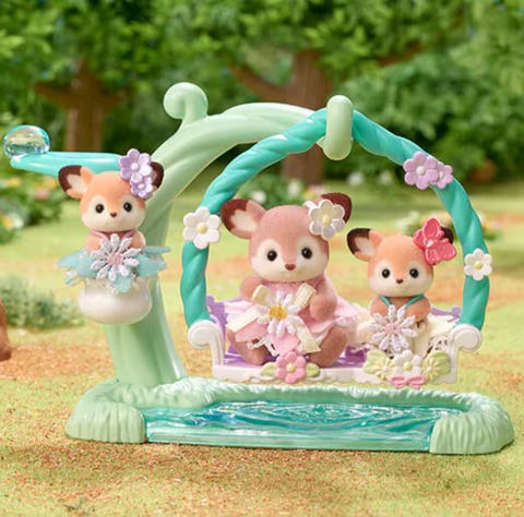Calico Critters Deer Babies - Floral Swing Set