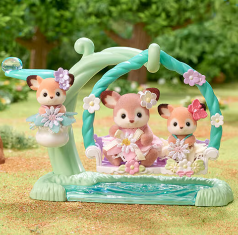 Calico Critters Deer Babies - Floral Swing Set - New '25