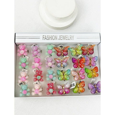 Bear and Butterfly Flashing Light Party Rings