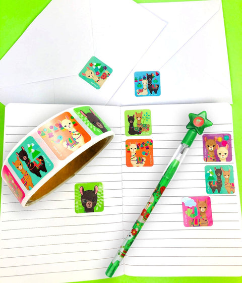Tiny Mills Llama Stickers 100 Stickers/Dispenser, Pack of 12 Dispensers